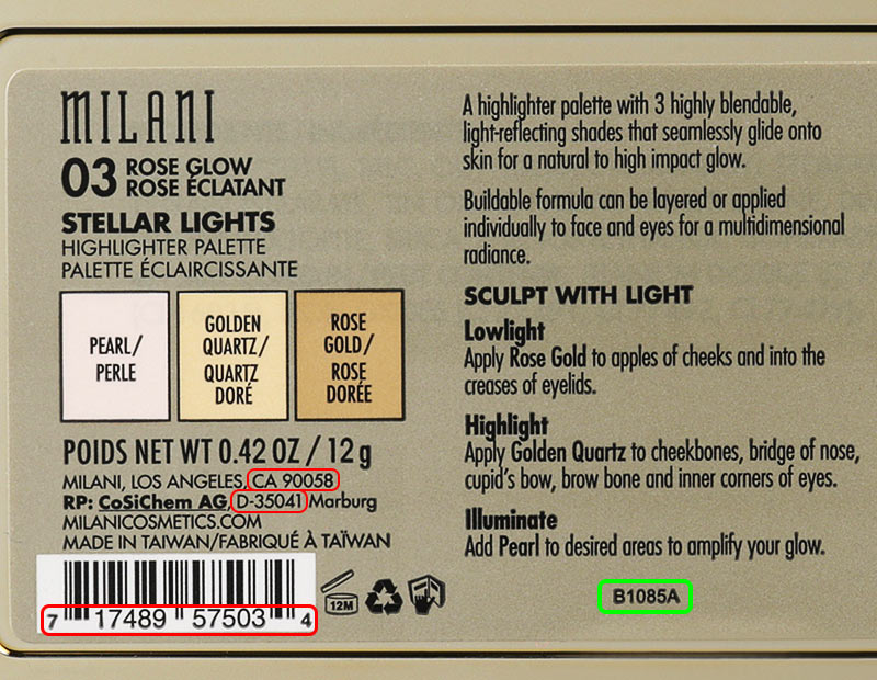 Косметика производителя New Milani Group Inc. и бренда Milani